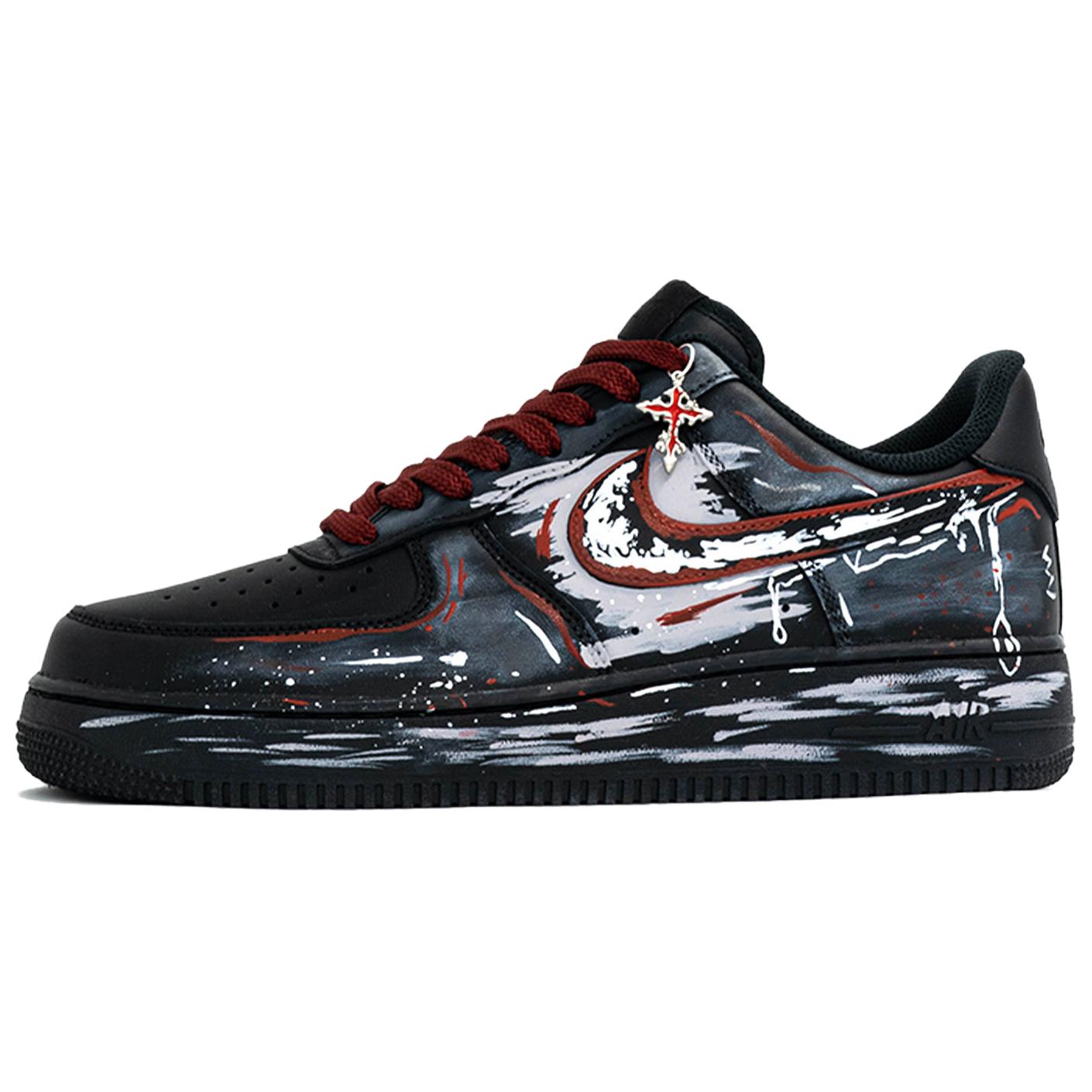 Кроссовки скейтбордические мужские Air Force 1 Wan Hua Nong, Chi Di Zi, Shopping Bag Slip Resistant Abrasion Resistant низкие Nike, черный — фото 3