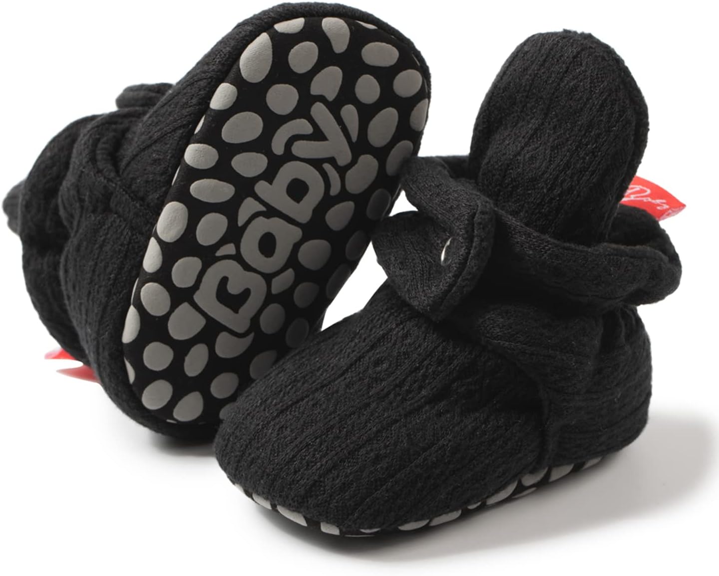 

HsdsBebe Унисекс Новорожденный Детские Хлопковые Пинетки С Нескользящей Подошвой для Малышей Мальчиков и Девочек Зимние Теплые Флисовые Носочки-Обувь, A01/Knit Cotton Black