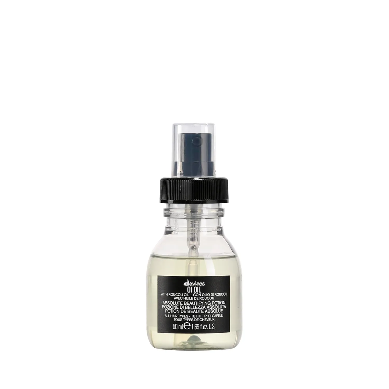 Davines OI Oil, универсальное масло для всех типов волос - невесомая сыворотка против пушистости и для блеска с маслом руку, распутывает и увлажняет, дорожный размер, 50 мл