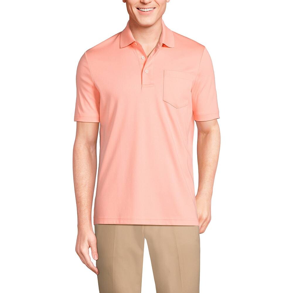 

Мужская супермягкая рубашка-поло с карманами Lands End Supima Lands' End, цвет Crisp Peach