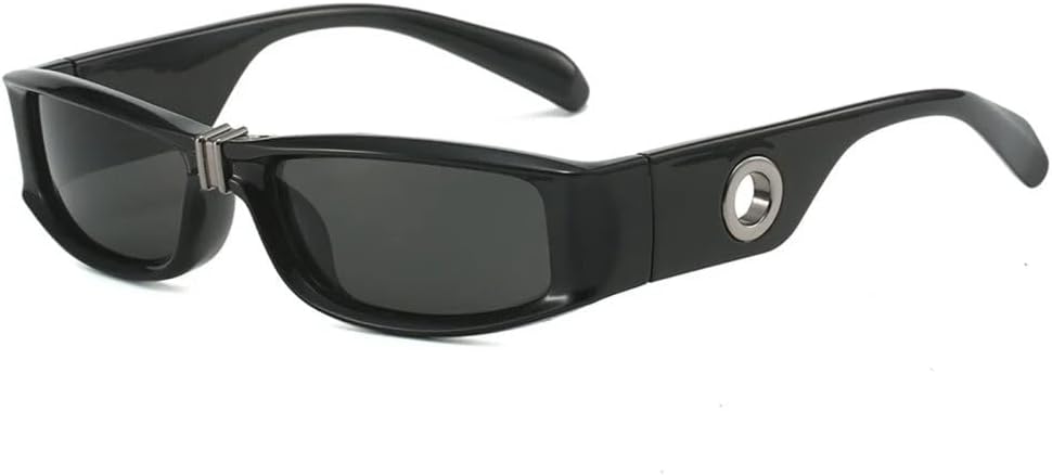 

Солнцезащитные очки в маленькой квадратной оправе 2027 года для женщин и мужчин. Модные винтажные солнцезащитные очки в стиле хип-хоп с полой круглой оправой MTZJH, Black Black