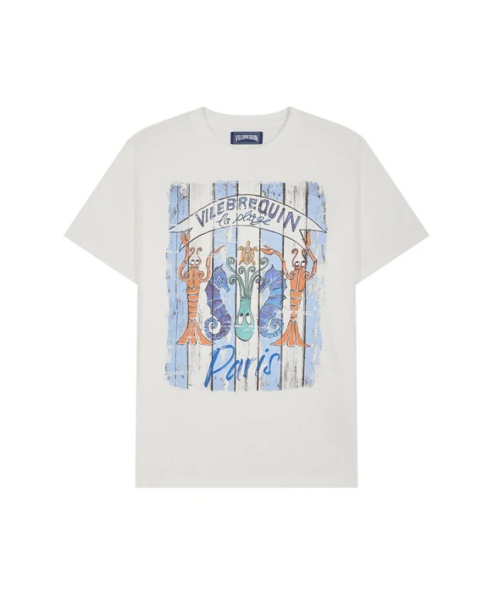 

Мужская хлопковая футболка с изображением парижского пляжа Vilebrequin, белый
