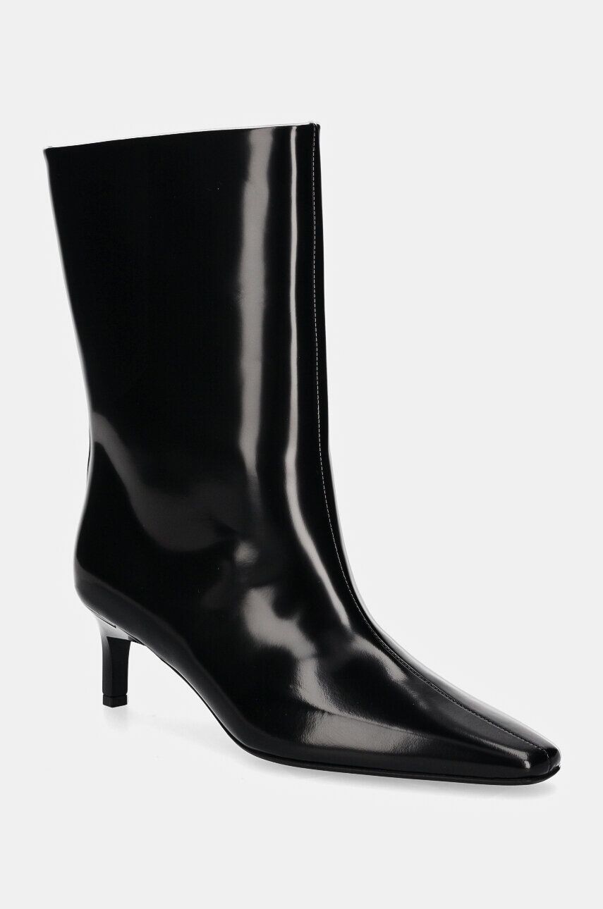 Кожаные ботильоны Calvin Klein HEEL MID BOOT 50 LTH, черный