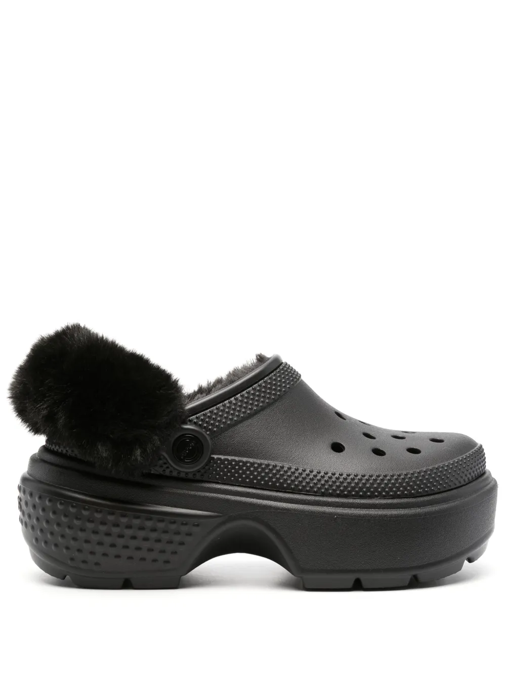 Кроксы на платформе со вставкой из искусственного меха Crocs, черный