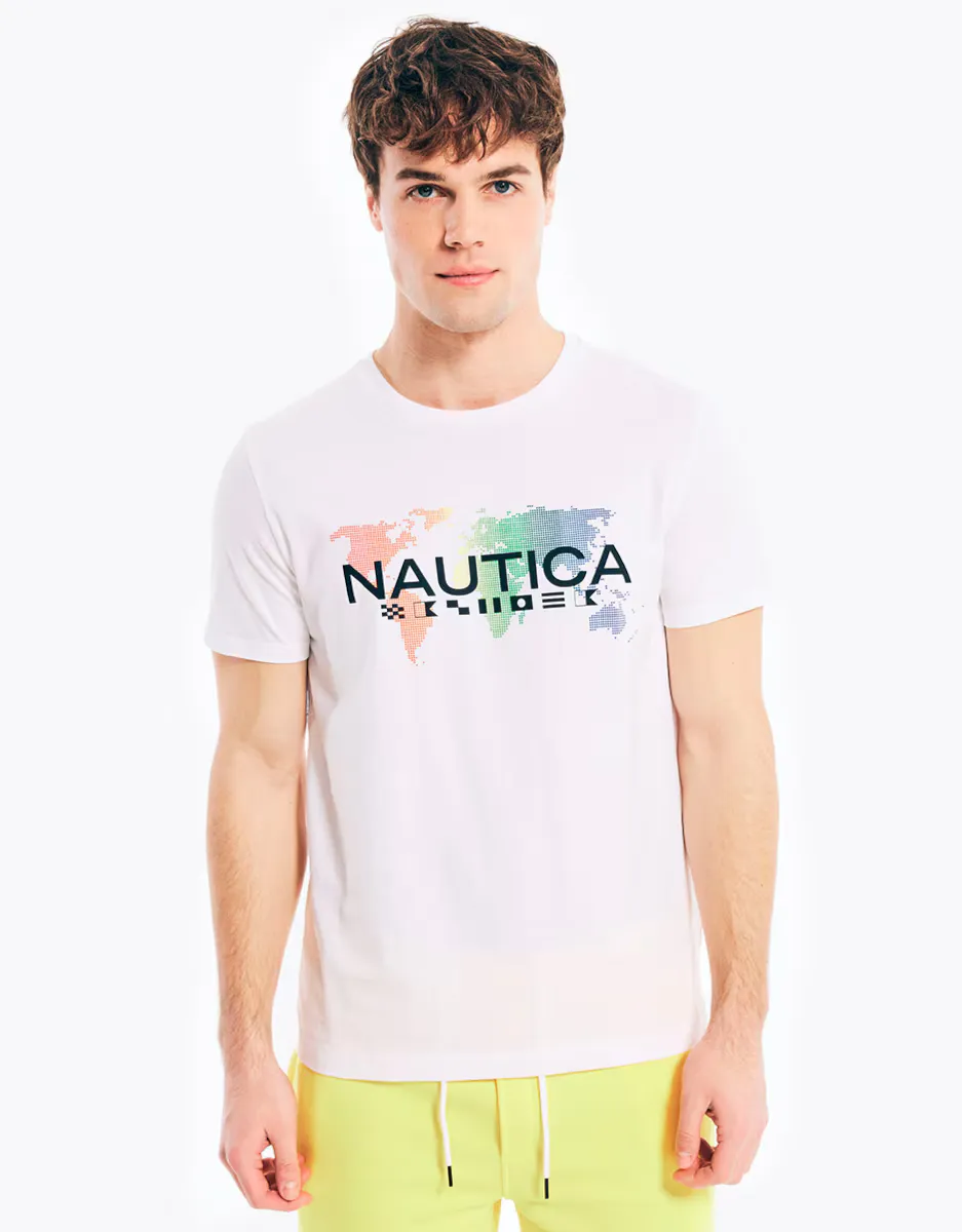 

Мужская белая футболка с короткими рукавами Nautica, белый