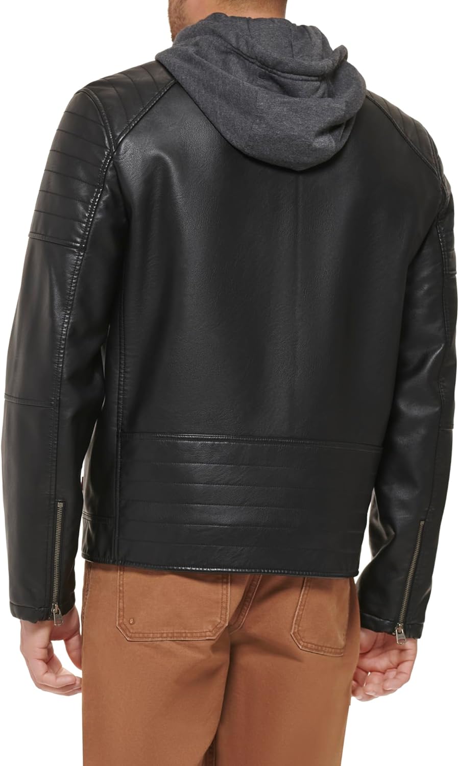 Мужская гоночная куртка Levi's из искусственной кожи, Black Smooth Lamb Modern Hooded — фото 3