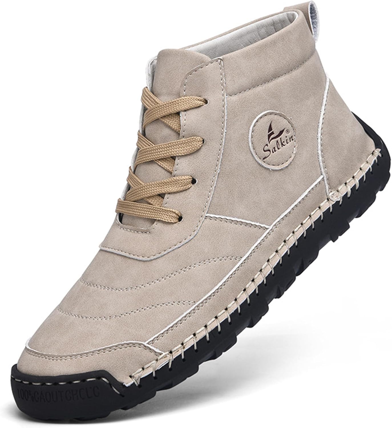 

Мужские повседневные высокие кожаные ботинки DEVILEYEZE, ручной работы, модные, на шнуровке, с нескользящей подошвой, для улицы, удобные, ретро, для ходьбы и вождения, ботильоны Чукка, бежевый