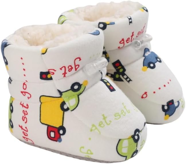 

Новорожденные мальчики девочки теплые ботинки пушистые носки уютные ботиночки нескользящие Purepips, White-Car