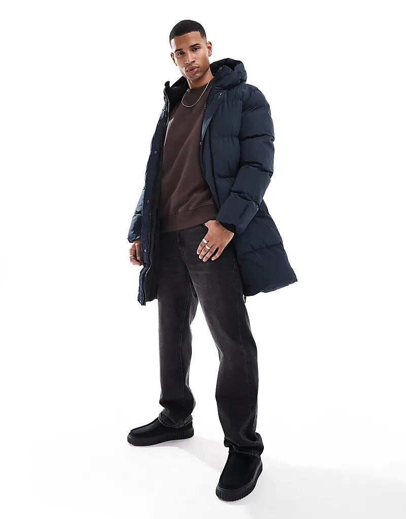 

Спортивная стеганая куртка с капюшоном темно-синего цвета Superdry