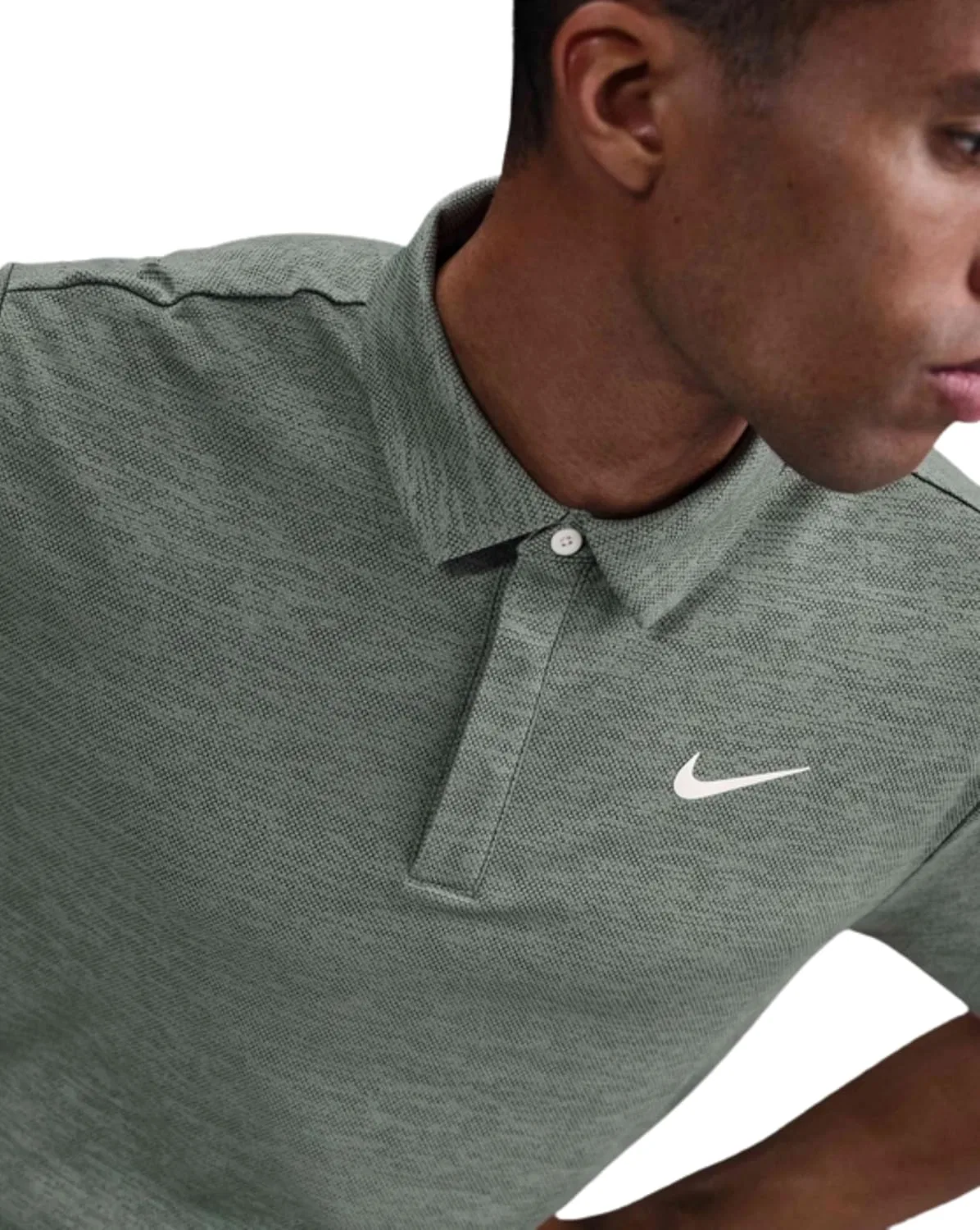 Мужское поло Nike Dri-FIT Tour Jacquard, цвет Clay Green/Night Forest/Pale Ivory — фото 4