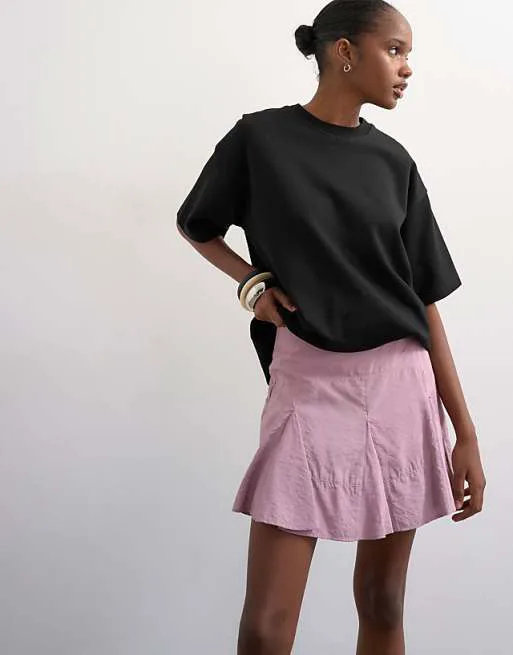 

Сиреневая мини-юбка с подолом в виде годе Topshop