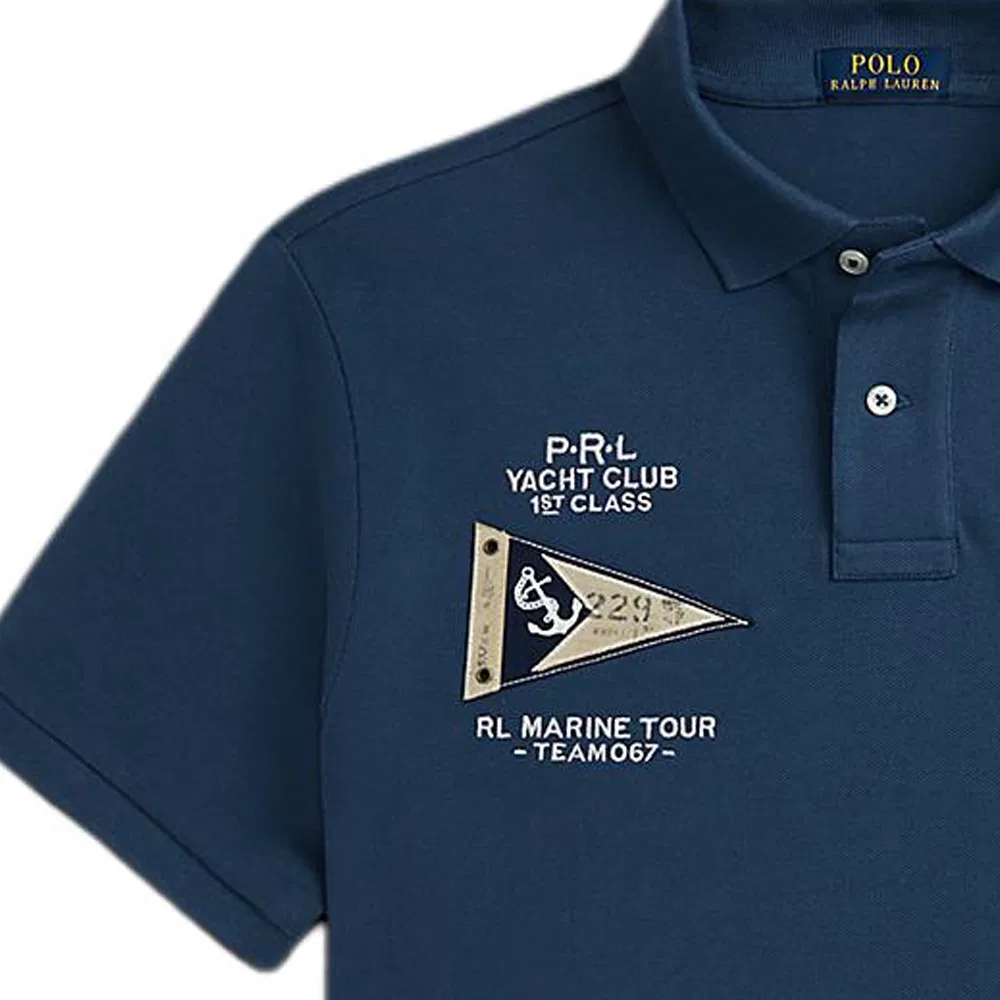 Поло с логотипом Polo Pony, бывшее в употреблении Polo Ralph Lauren, Marine Blue — фото 4