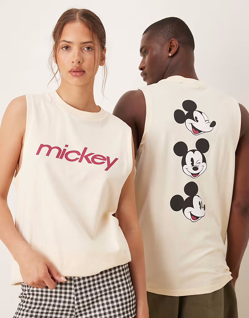 

Жилет унисекс оверсайз от ASOS DESIGN Disney с принтом Микки Мауса в сливочно-желтом цвете