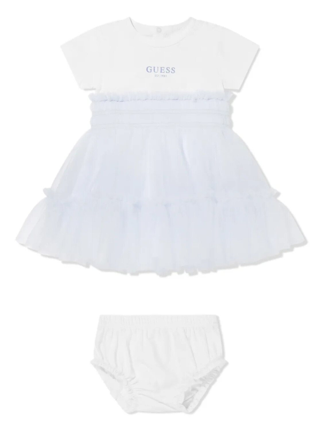 

Guess Kids детское платье с логотипом и принтом, белый