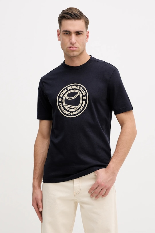 

Хлопковая футболка с логотипом ts_join BOSS Green, темно-синий