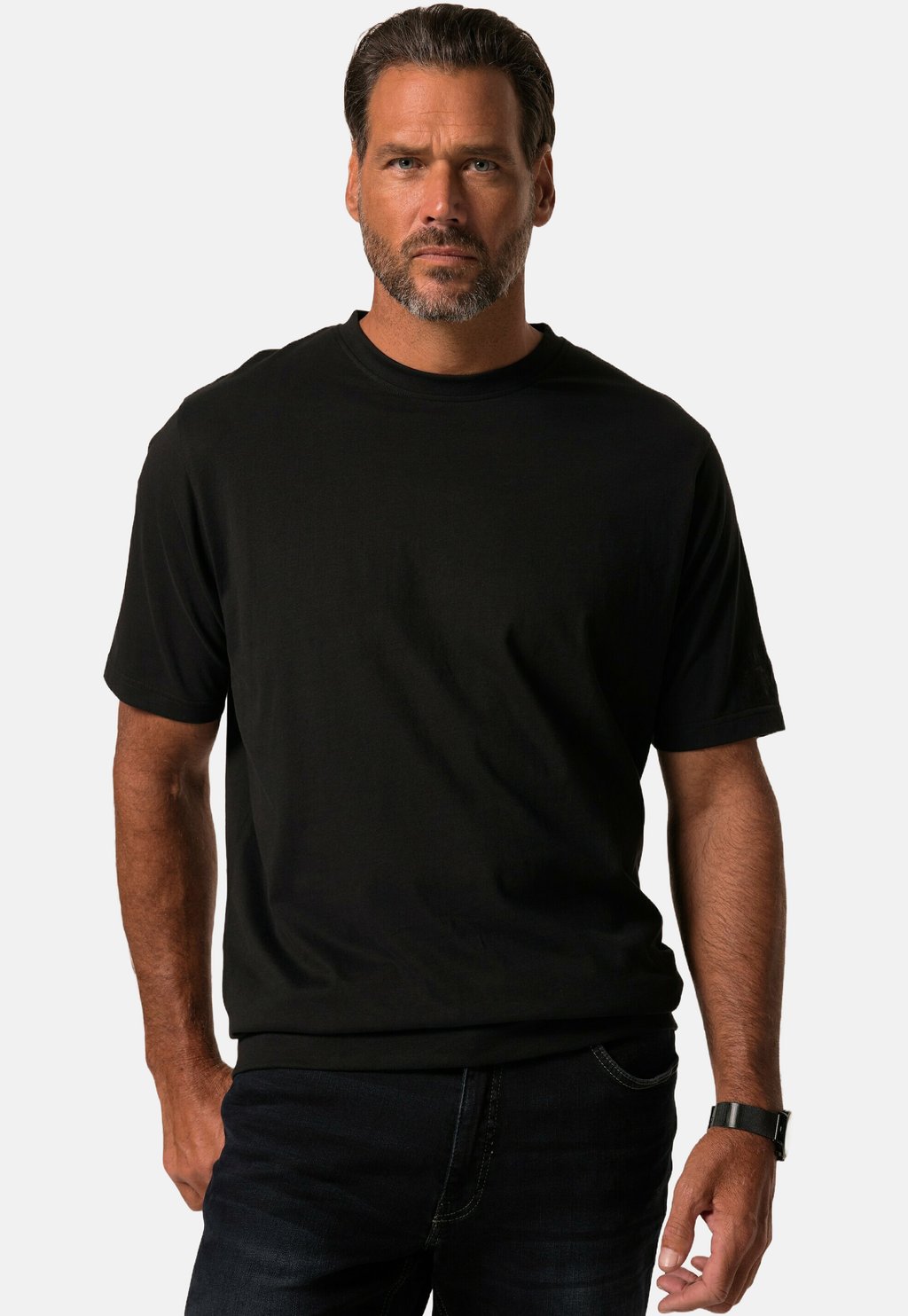 

Базовая футболка STOMACH FIT SHORT SLEEVE SLEEVE EMBROIDERY JP1880, черный