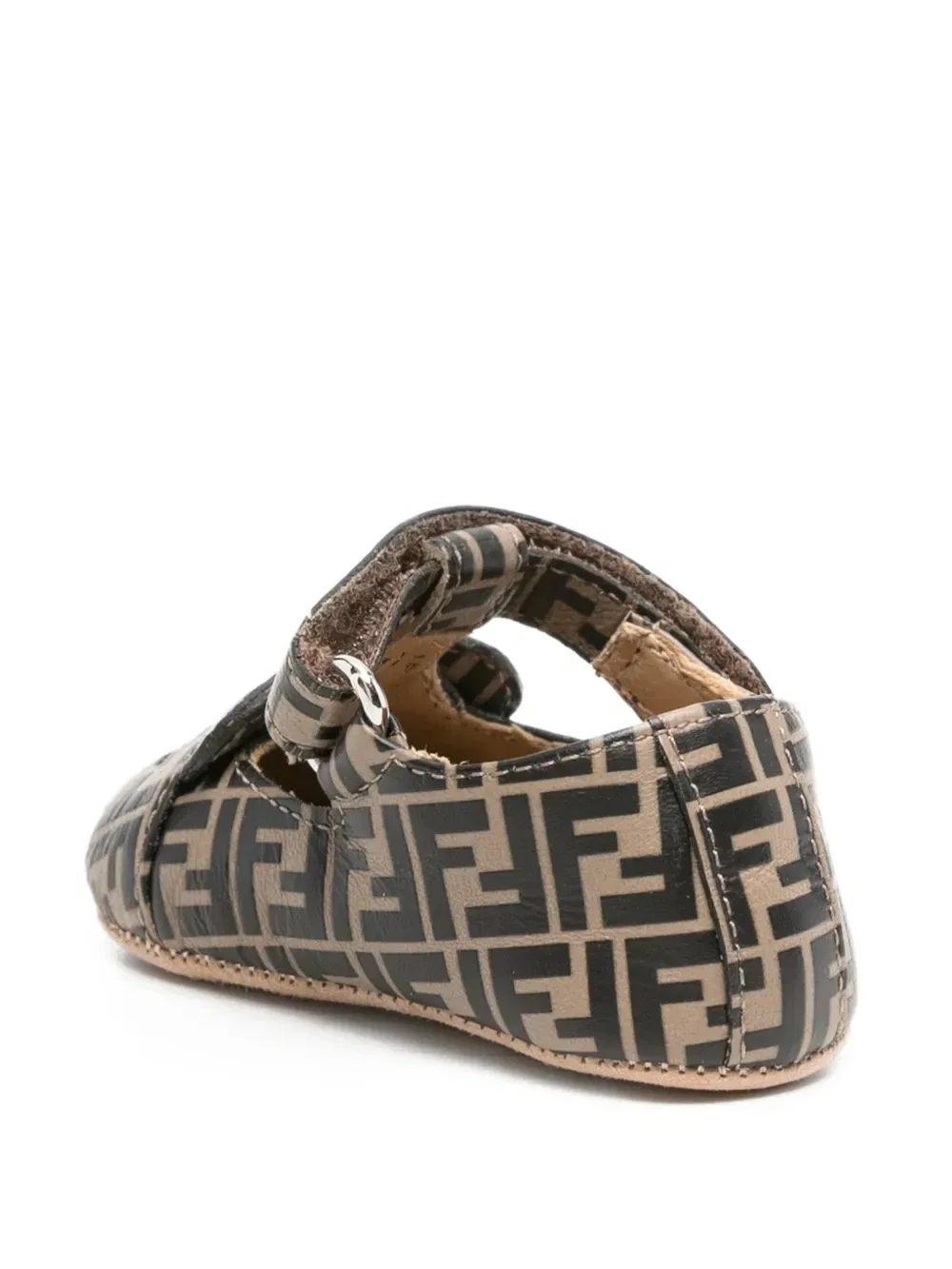 Пинетки с фирменным принтом Fendi Kids, коричневый — фото 2