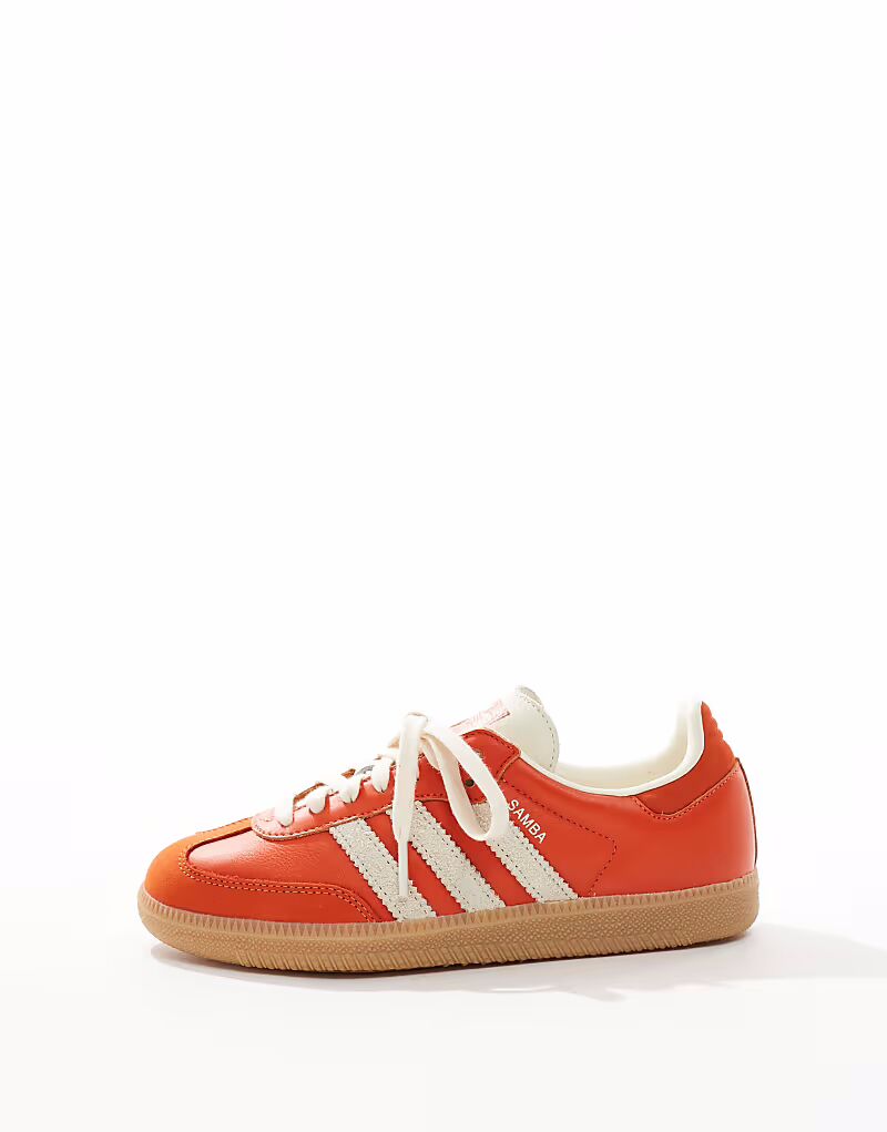 Кроссовки Adidas Originals Samba OG оранжевого и белого цвета — фото 2