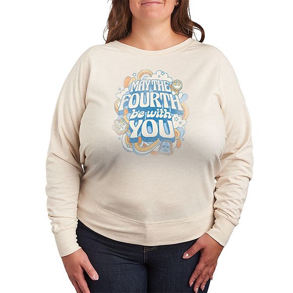 

Футболка с длинным рукавом May the Fourth Be with You из французского флиса Plus Size Star Wars