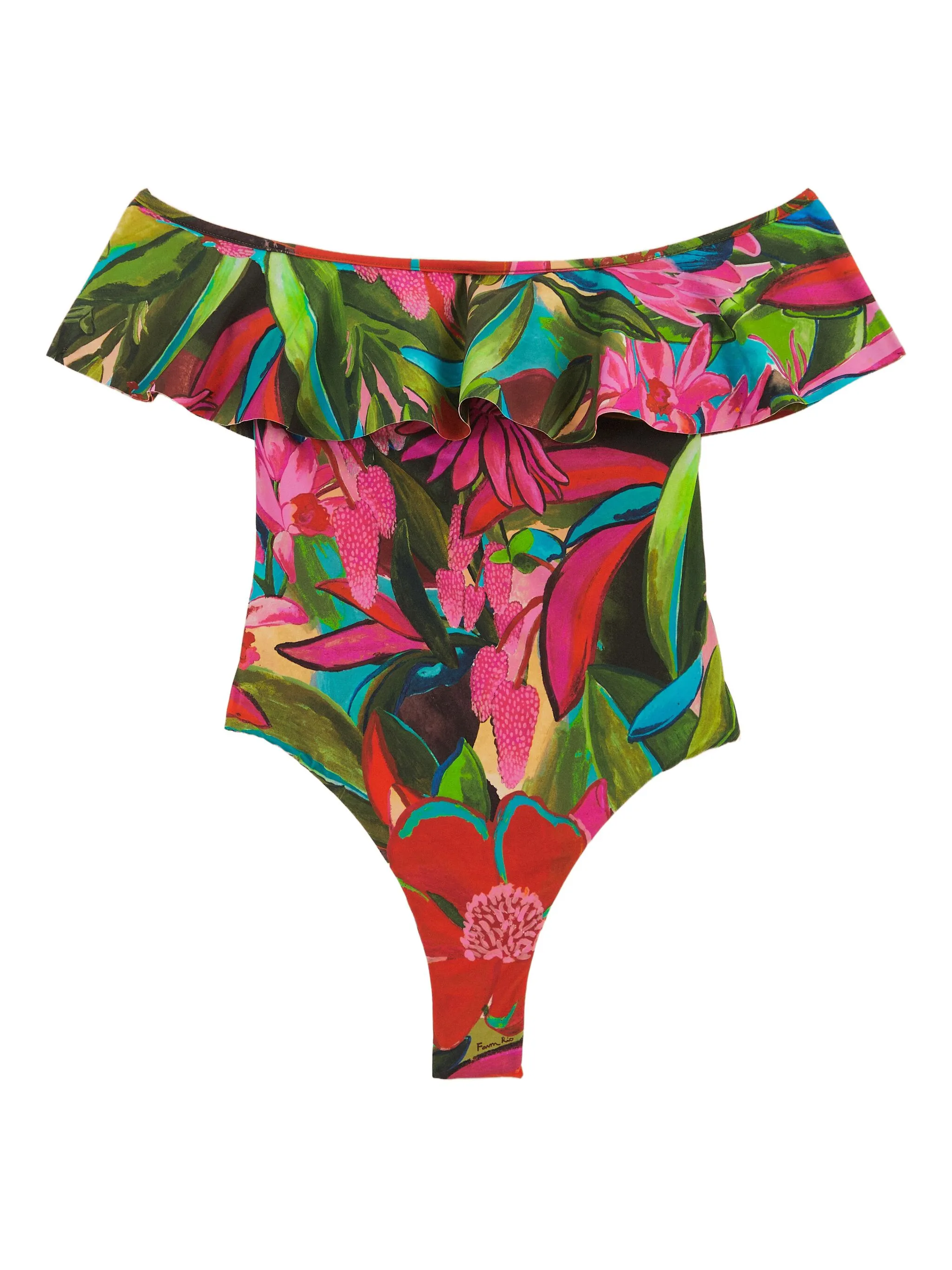 

Купальник Jardin de Reve с оборками и цветочным принтом Farm Rio, зеленый