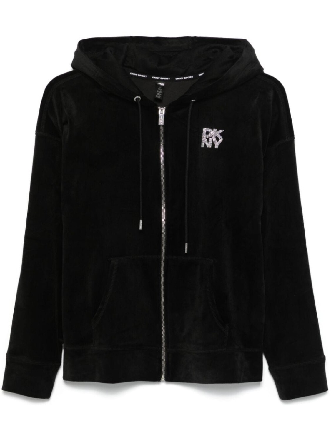 

Велюровая толстовка с капюшоном, украшенная логотипом DKNY, черный