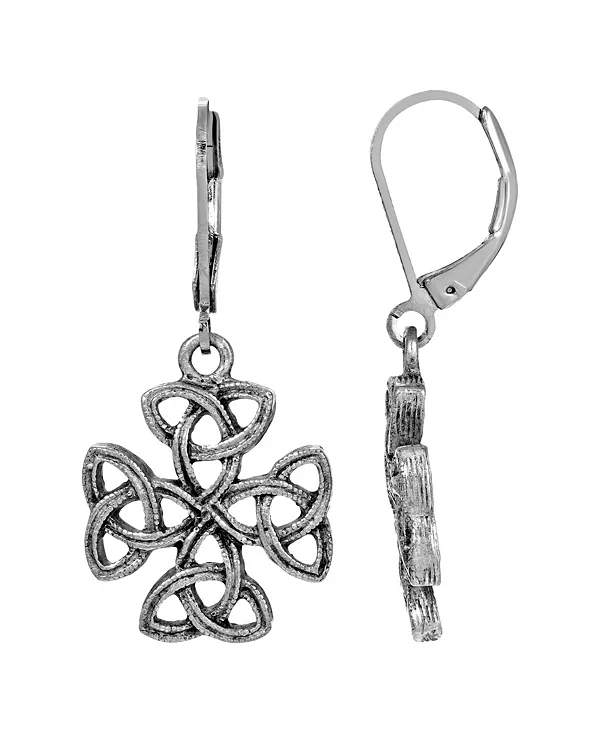 

Серьги с кельтским троичным крестом серебристого тона Symbols Of Faith, gray