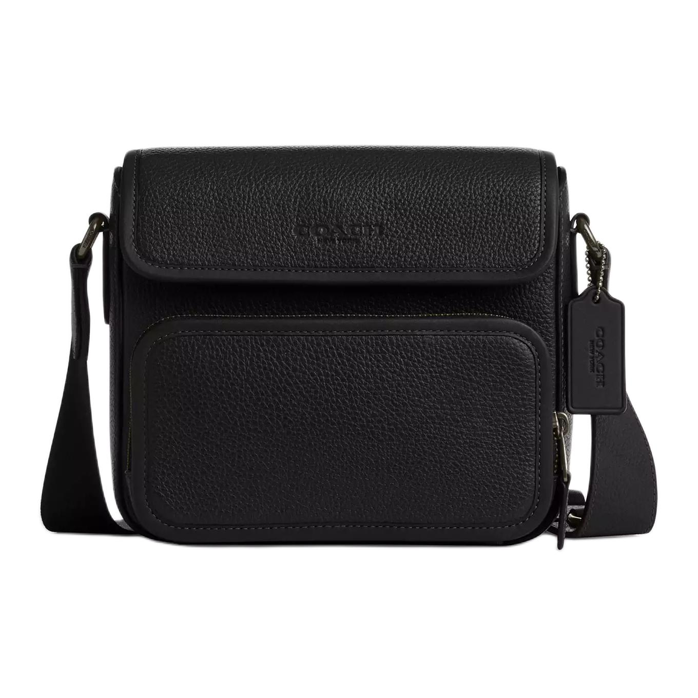 

COACH Кожаная наплечная сумка Салливана мужская черная