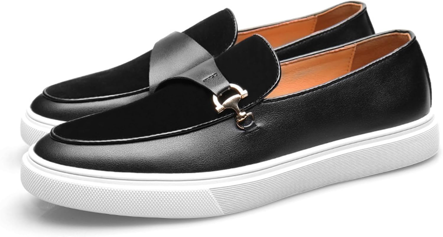 

Мужские слипоны из замши и кожи, легкие и комфортные, с круглым носком, модные кроссовки для повседневной носки и прогулок Generic, черный