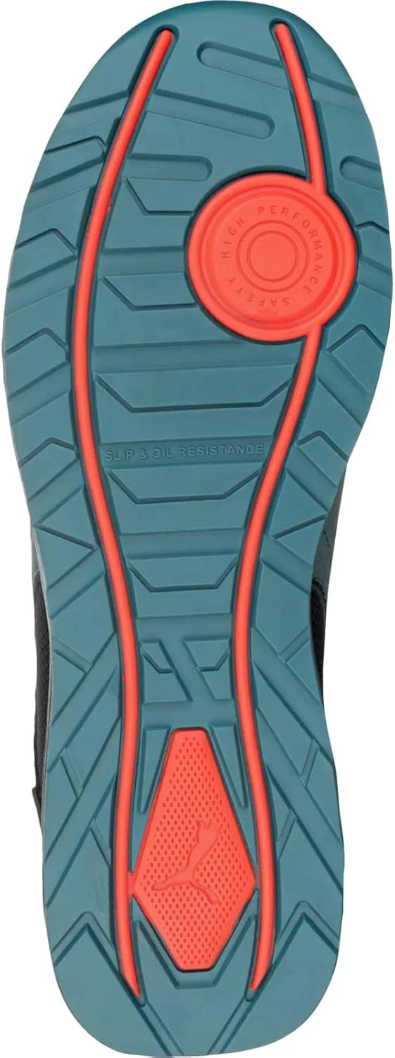 Низкие защитные ботинки PUMA Safety Frontside Low Work Shoe S1P ESD HRO SRC с защитным колпачком. Стекловолокно, низкое энергопотребление, теплоотвод, неметаллический вставок, мужской, черный/синий — фото 3