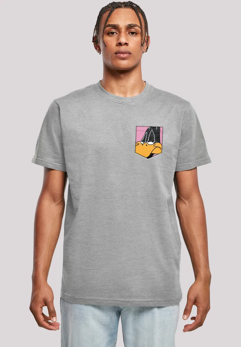 

Футболка F4NT4STIC "Looney Tunes Daffy Duck Faux Pocket", принт, серый