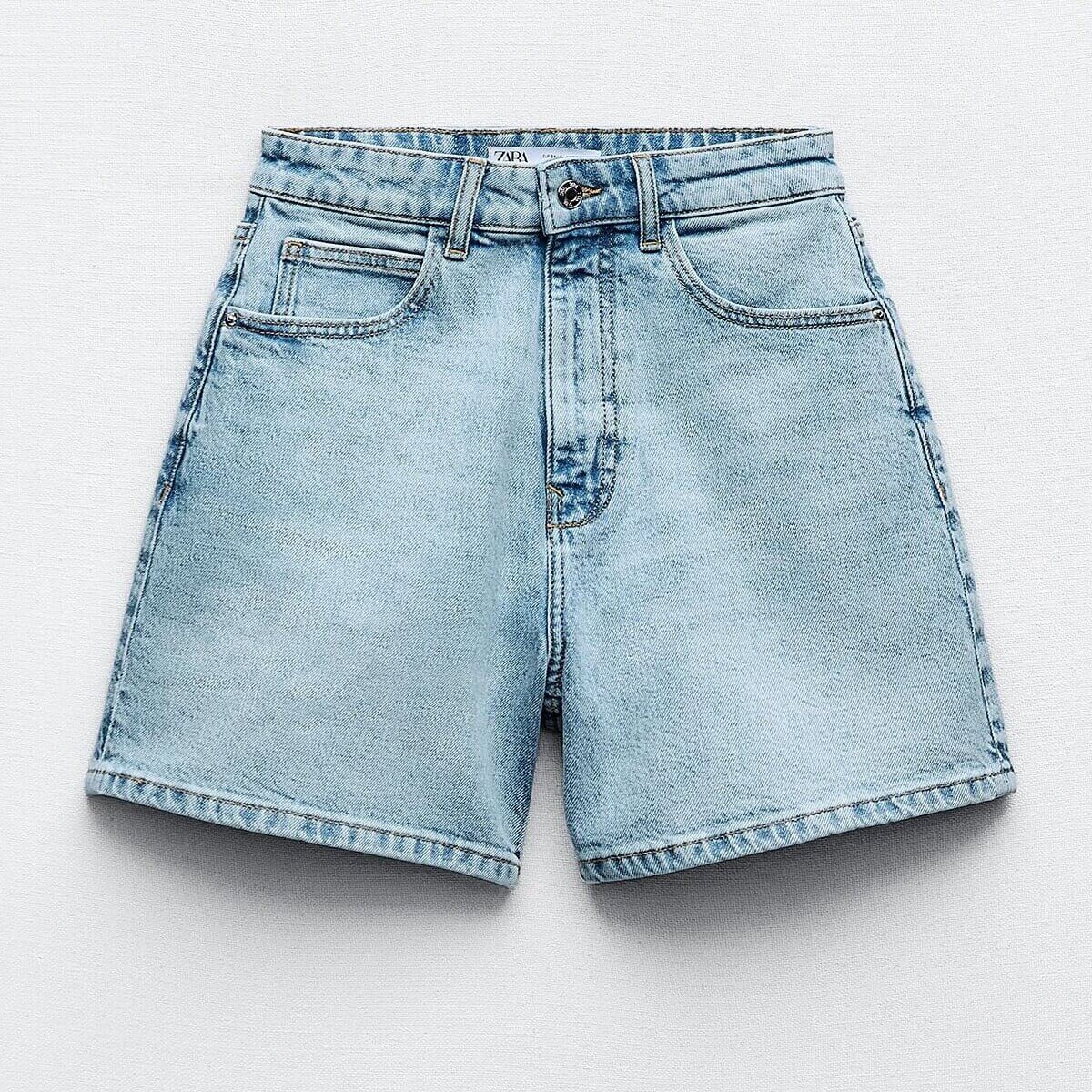 

Шорты Zara Z1975 Mom Fit, голубой