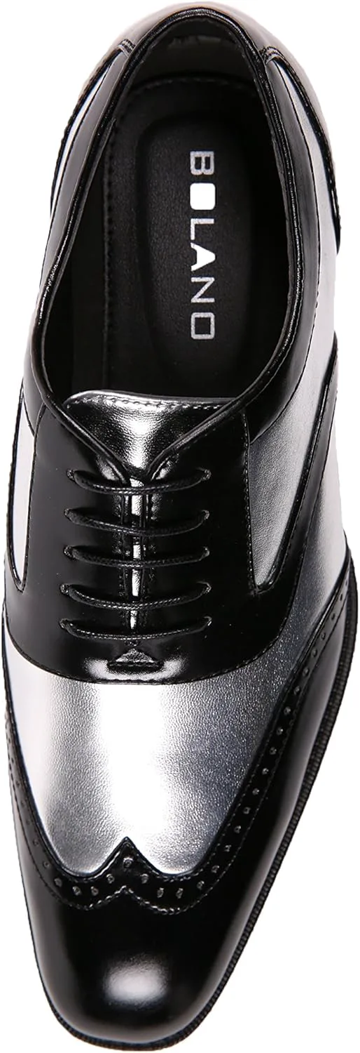 

Болано Лоусон, оксфорды с крыльями для мужчин, двухцветные и блестящие металлические оксфорды, мужские формальные туфли к смокингу Bolano, серебряный