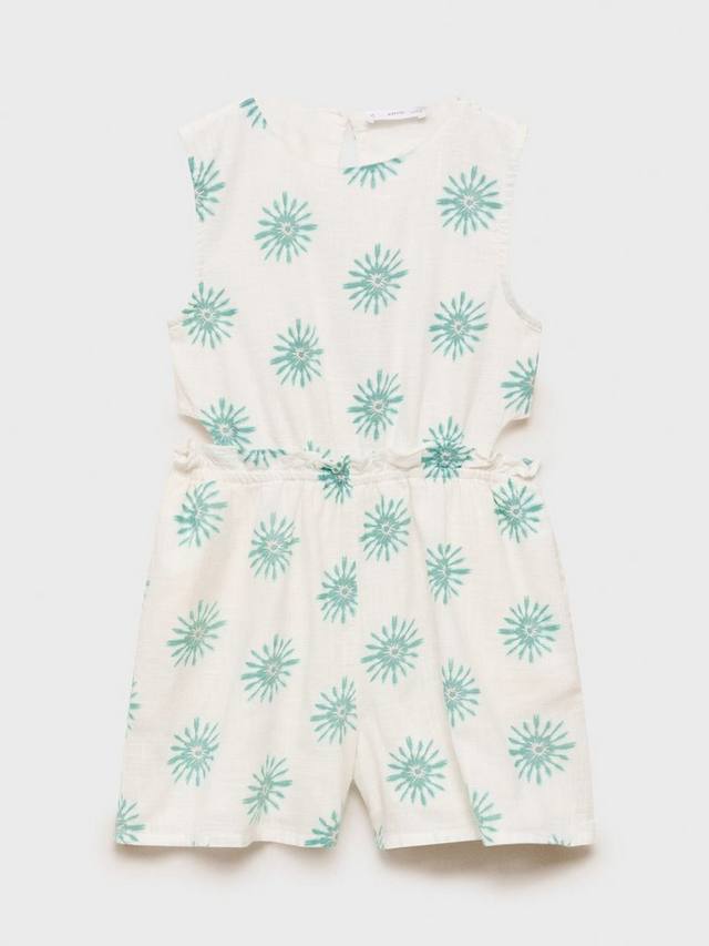 

Детский комбинезон с принтом и вырезами Mango, White
