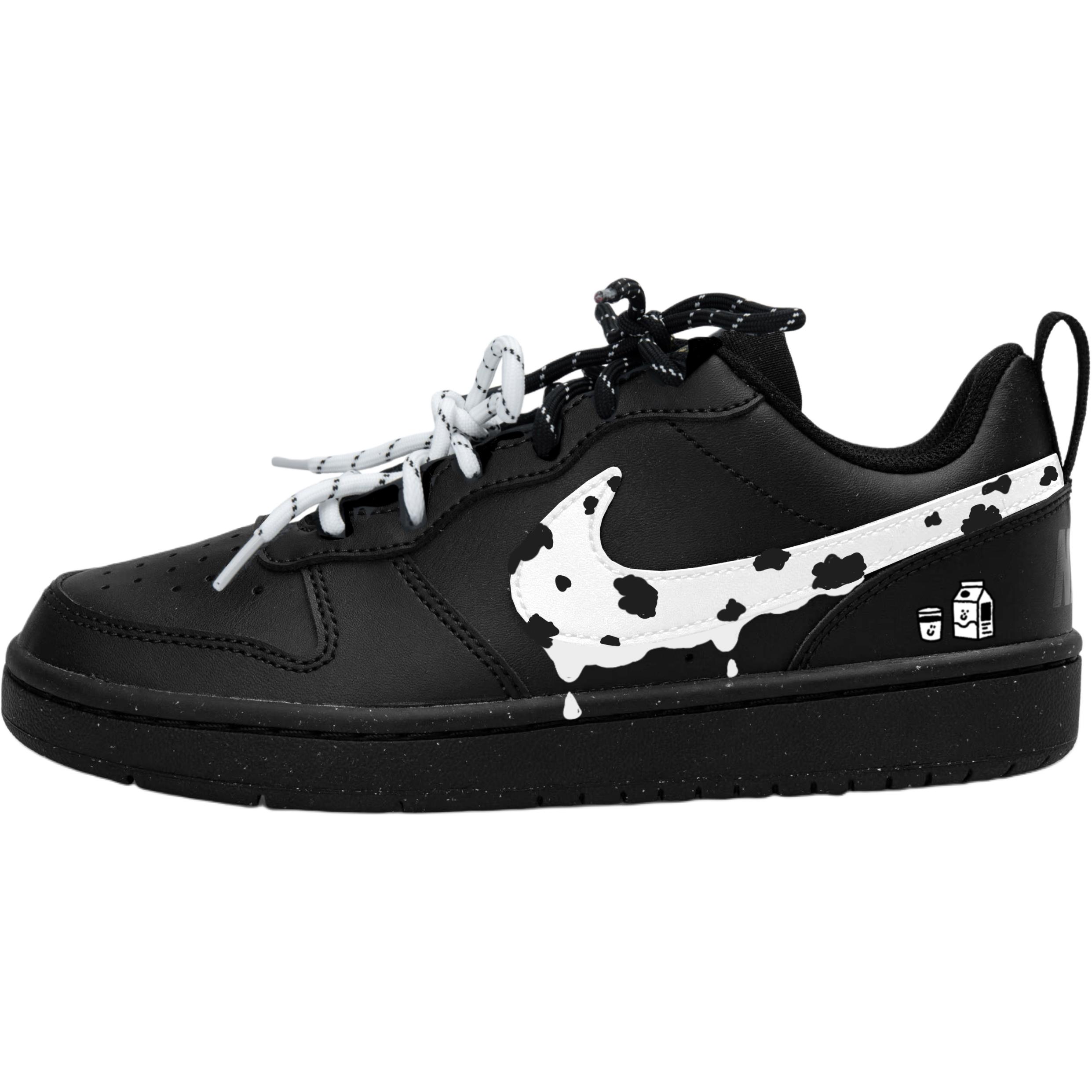 

Court Borough Polka Dot Cow Low top детские скейтборд кроссовки для подростков Nike, черный/белый