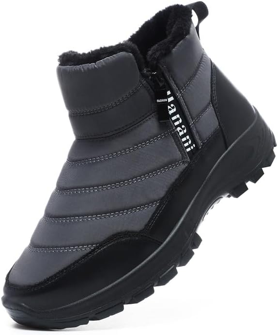 

Мужские зимние ботинки Hanani Mens с меховой подкладкой, утепленные, на щиколотку, застежка-молния, водонепроницаемые, для улицы, легкие и удобные, серый