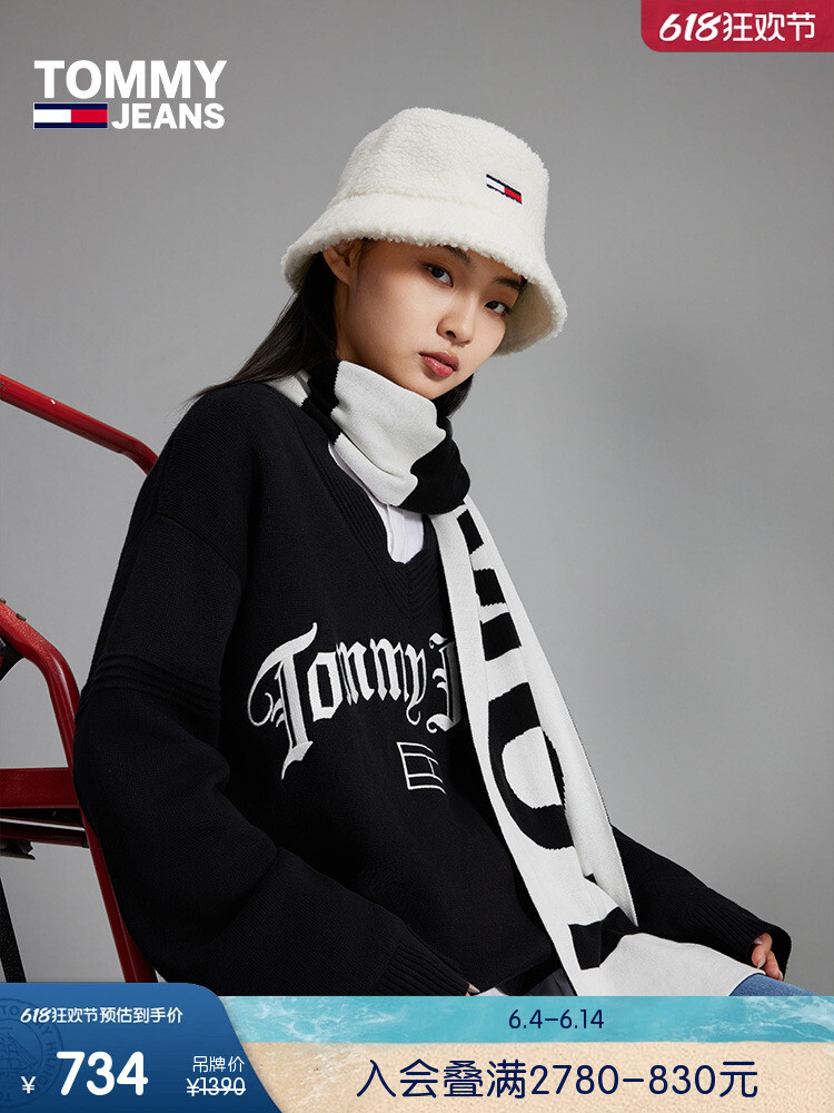 

Свитер женский Tommy Hilfiger с v-образным вырезом, черный
