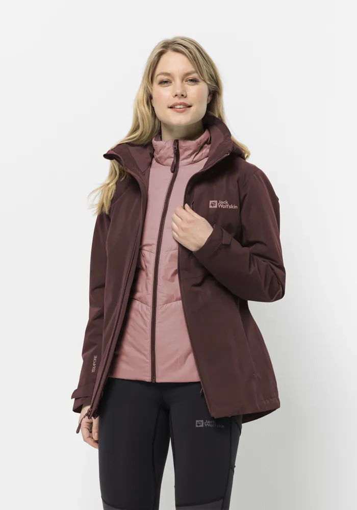 

Функциональная куртка 3-в-1 Jack Wolfskin "BERGLAND 3IN1 JKT W", с капюшоном, бордовый