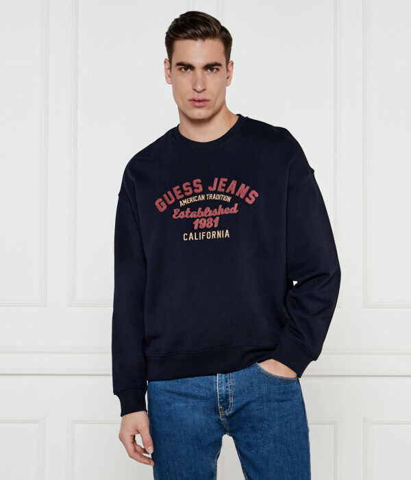 

Свитшот мужской Guess Jeans в винтажном стиле с вышивкой, синий