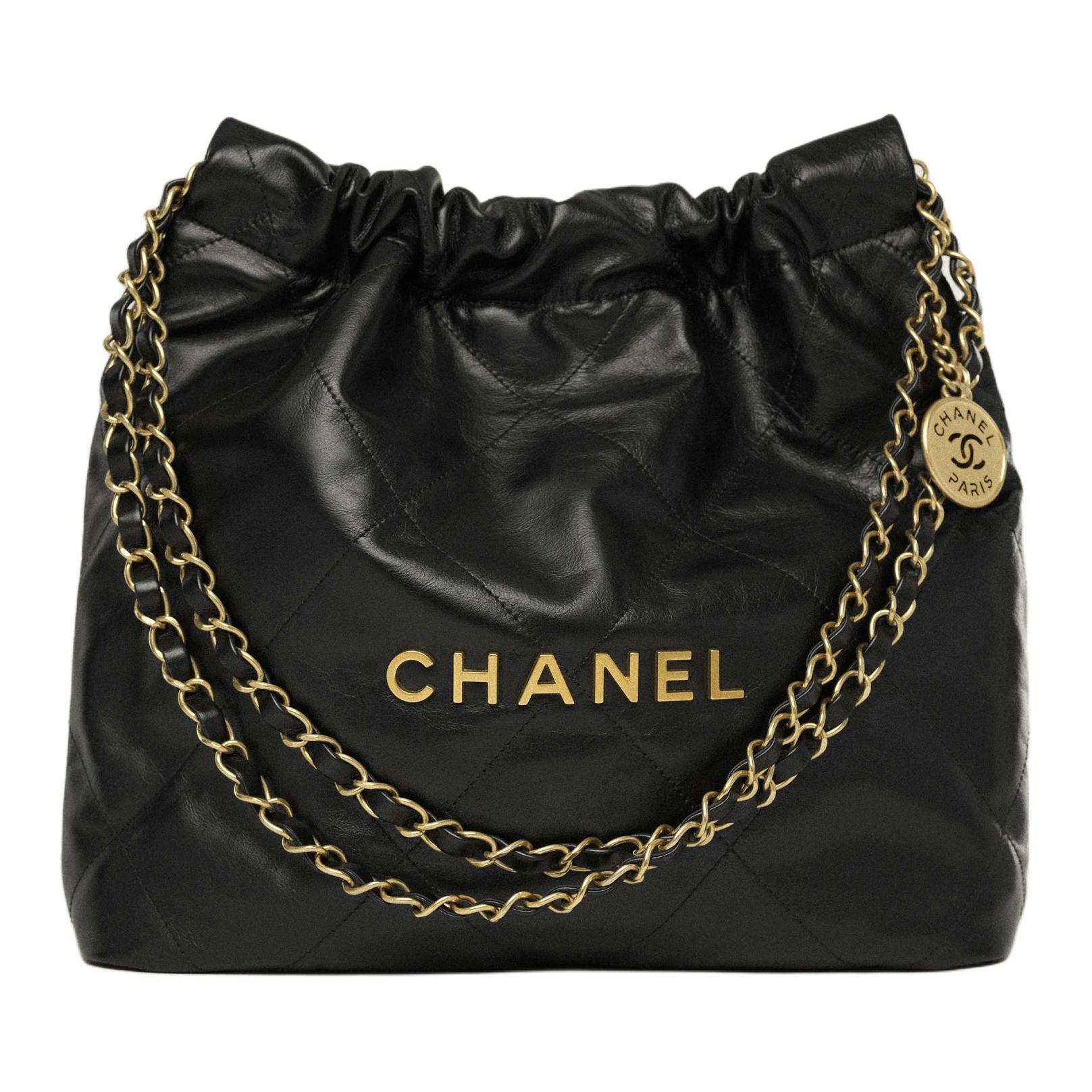 

Сумка 22Bag из кожи коровы хобо на плечо маленькая женская черная CHANEL