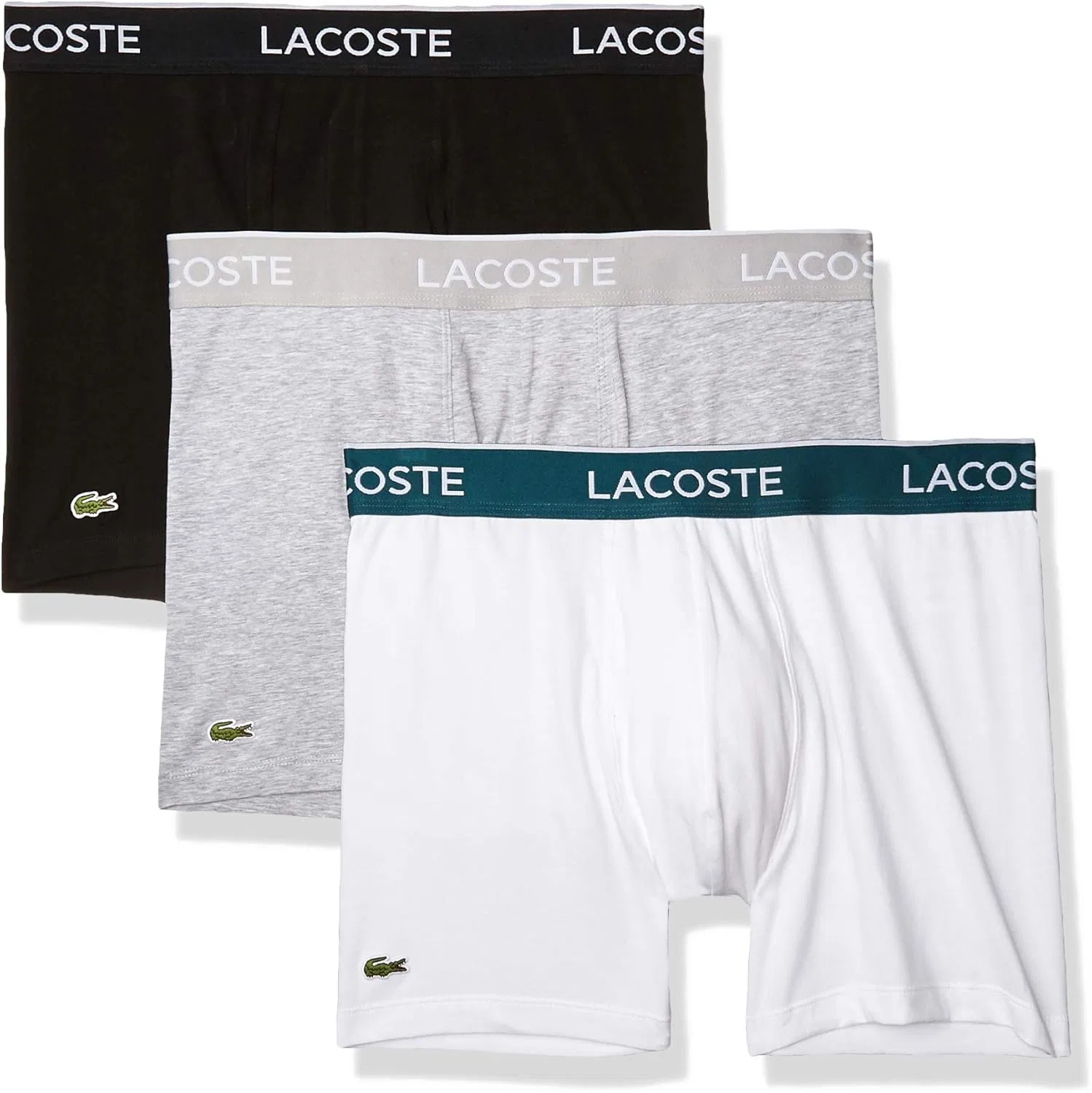Боксеры Lacoste Набор из 3 шт., хлопок с эластаном, черный/белый/серый