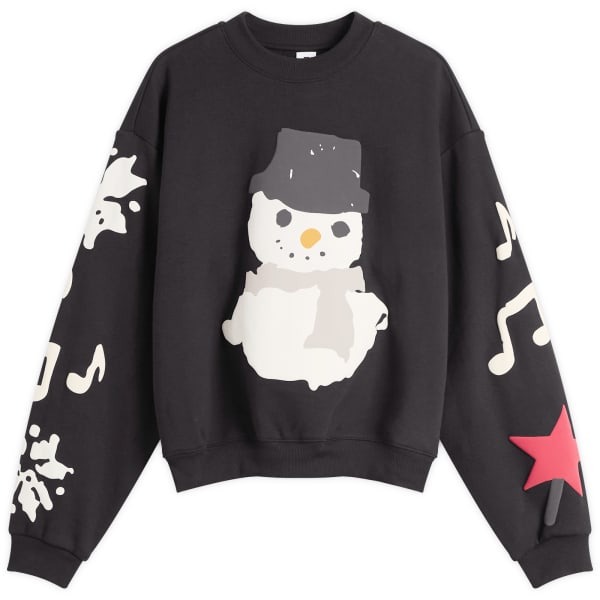 

Классический круглый вырез из хлопкового флиса Skims X cpfm, Onyx Snowman Print