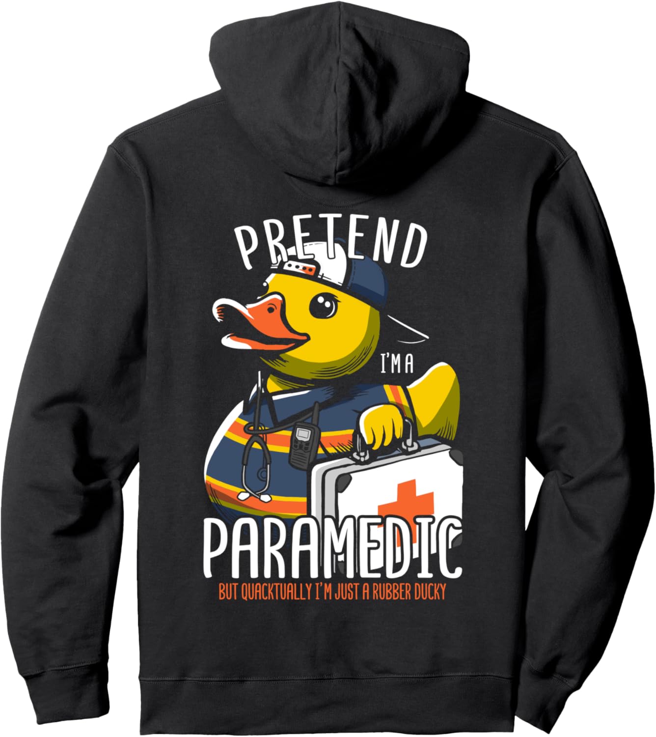 

Резиновая уточка-парамедик, медицинская толстовка с капюшоном в виде уточки-парамедика Emergency Medical Technician Rubber Ducky, черный