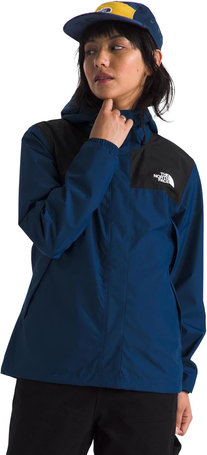 

THE NORTH FACE Женская водонепроницаемая куртка Antora Дышащий дождевик с капюшоном и альпийскими карманами на молнии, Estate Blue/Tnf Black