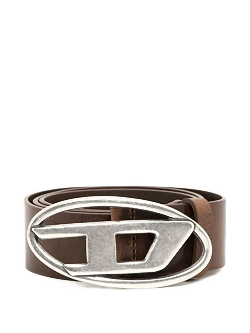 

Пояс с овальной пряжкой и логотипом D Diesel, коричневый