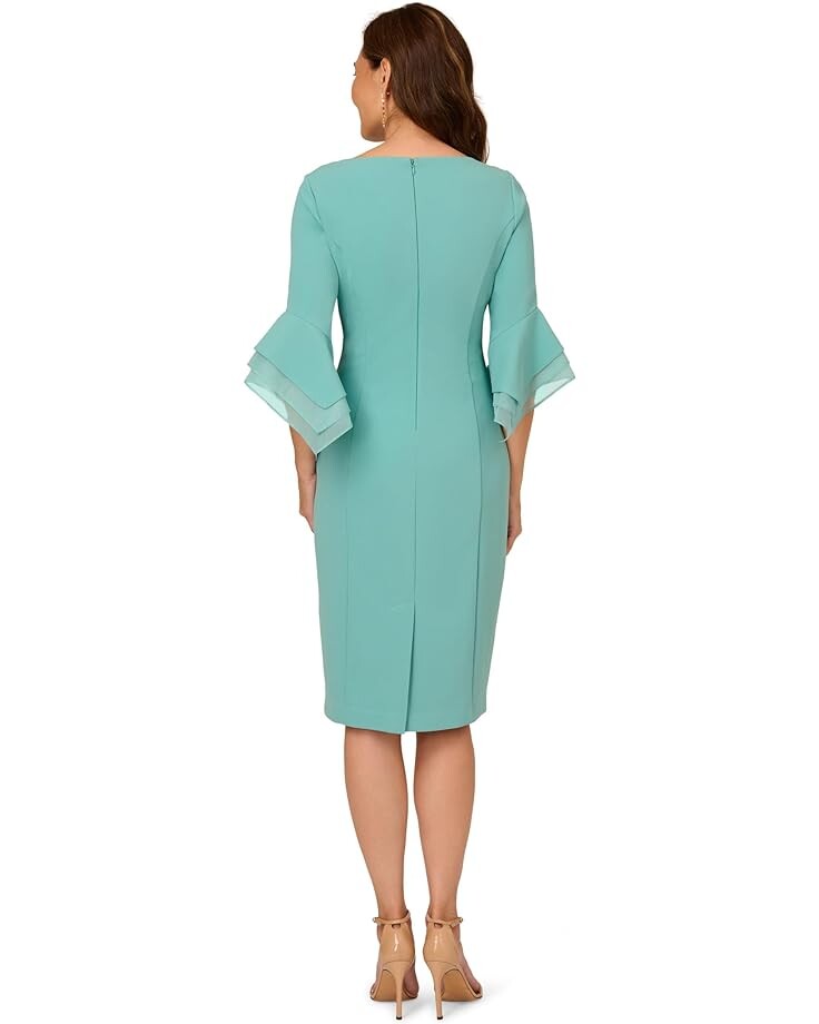 

Платье Adrianna Papell Knit Crepe Tiered Sleeve Dress, цвет Smoky Jade
