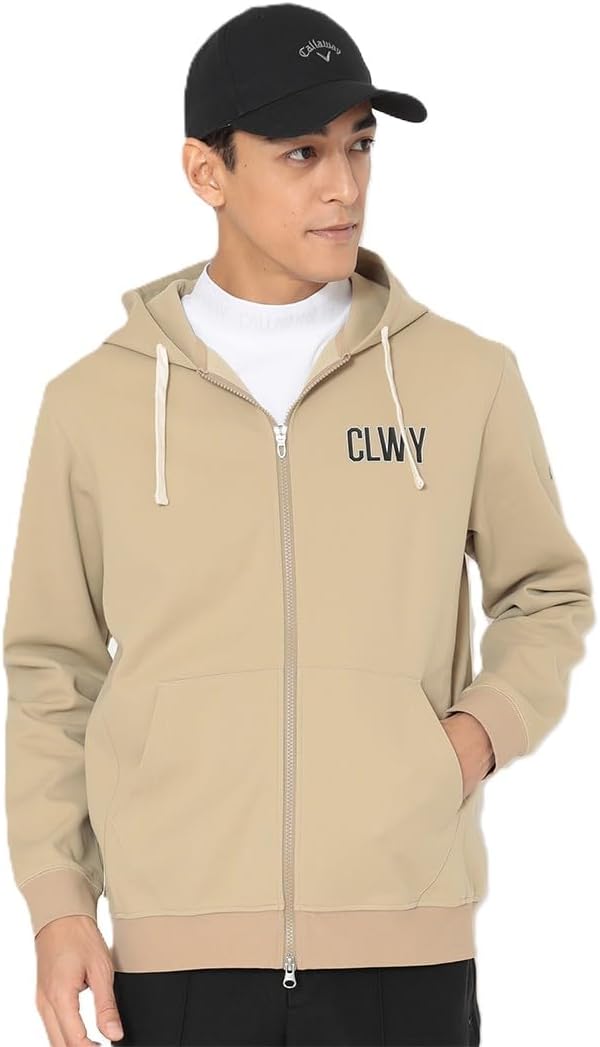 

Мужская толстовка с капюшоном Callaway C25217102, универсальная толстовка, в университетском стиле, с логотипом, двойной вязки Kanoko, на молнии, для игры в гольф, бежевый