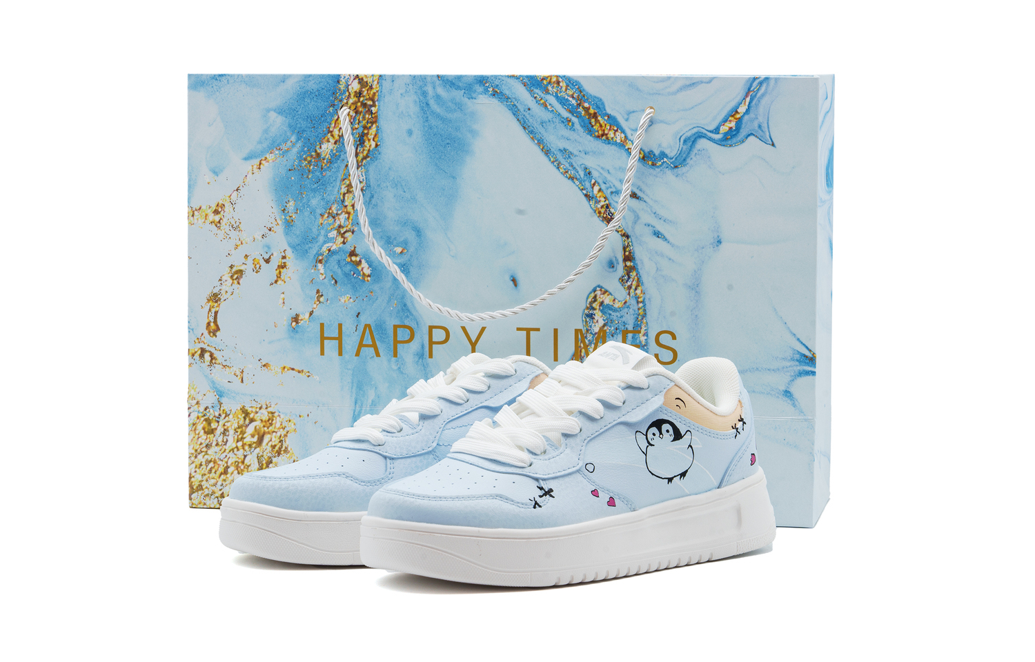 

ANTA Мужские и женские скейтерские кеды с мягкой амортизацией и износостойкой подошвой низкие голубые, цвет Light Blue Shopping Bag