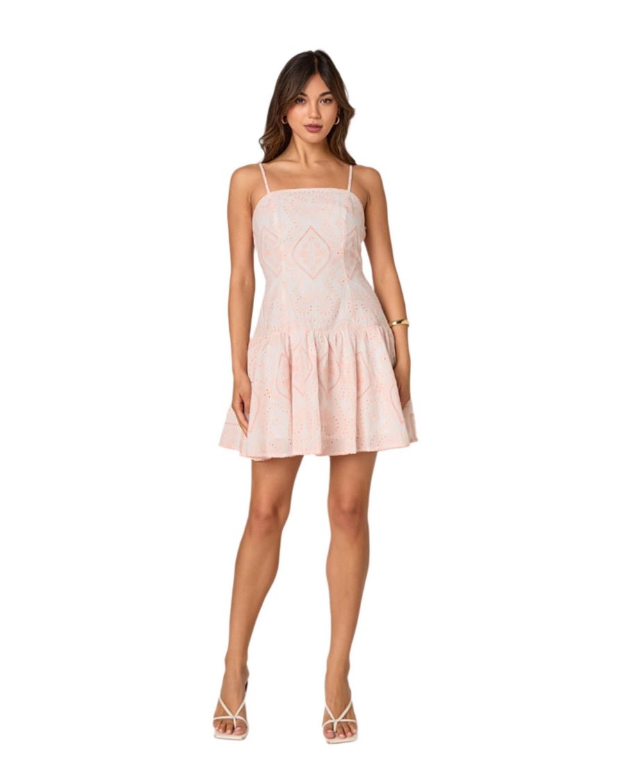 

Женское мини-платье с заниженной талией и перфорацией endless rose, Pink