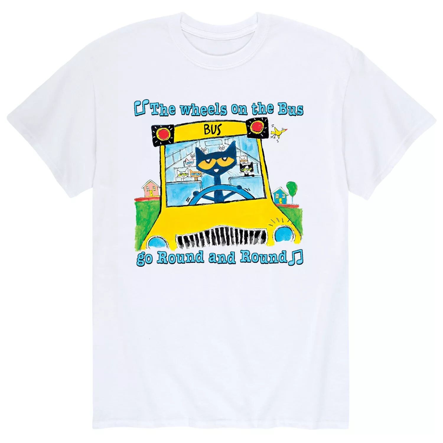 

Мужская футболка Pete The Cat Wheels On Bus Tee Licensed Character