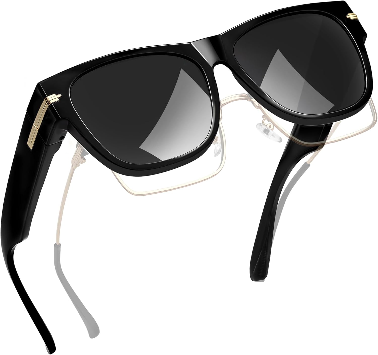 

Солнцезащитные очки Joopin Square для ношения поверх обычных очков (женские и мужские), поляризованные, с защитой от УФ-излучения, большого размера, Black Frame Black Lens